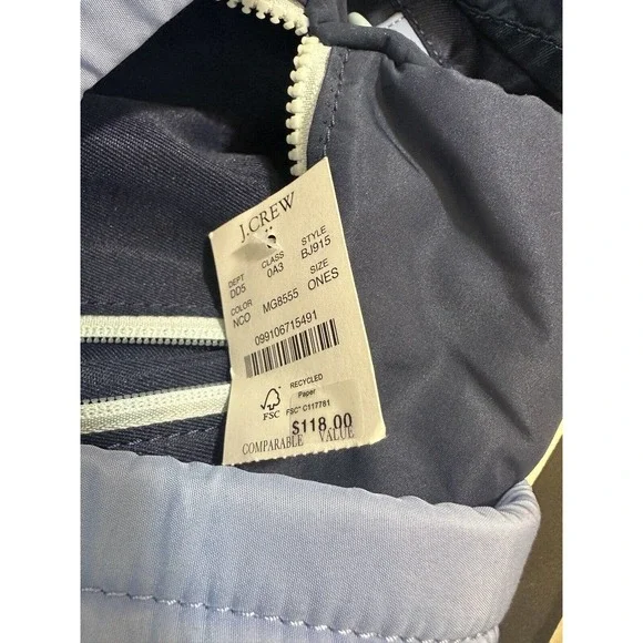 NWT J. Crew Factory Nylon Weekend Duffel Bag Blue Adjustable Strap BJ915 OS - Picture 8 of 9